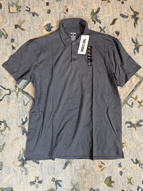 NWT True Classic Men's Size XL Charcoal Knit  Polo Shirt Short Sleeve Casual